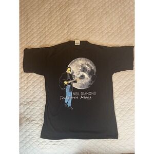 Vtg 1996 Neil Diamond Tennessee Moon Tour Graphic TShirt Sz L Black Short Sleeve